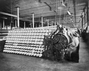 Vintage image of industrial textiles factory.