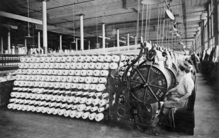 Vintage image of industrial textiles factory.