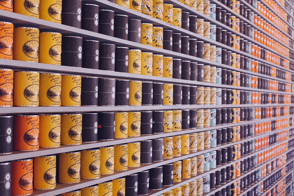 A photo of food packaging on the shelves