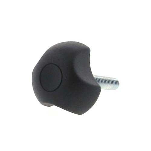 A thermoplastic 3-lobe knob with a threaded rod