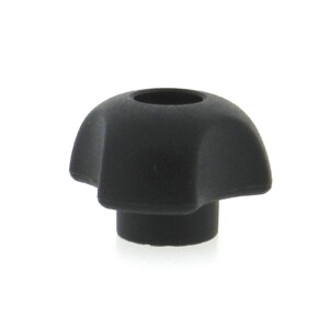A thermoplastic 3-lobe knob with a tapped thru hole