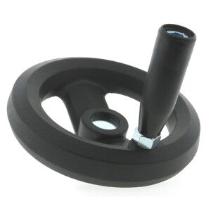 A nylon 2-spoke handwheel with a revolving handle