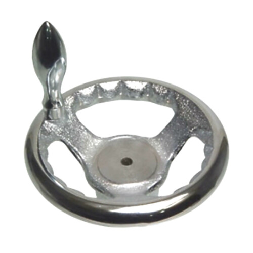 An cast iron handwheel with a revolving handle
