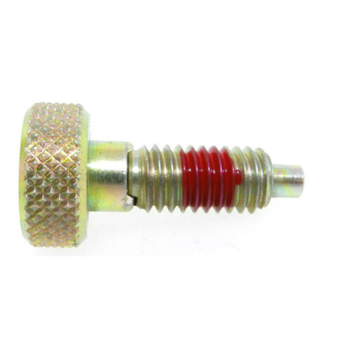 A knurled knob plunger with a non-locking nose and with a nylon patch