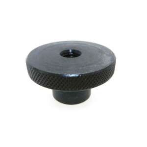 A knurled control knob with a tapped thru hole (inch)